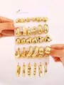 Set di 3 orecchini in lega dorata con ciondoli a forma di cuore stella e forme geometriche - Oro Set da 3 Cartellini
