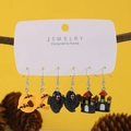Halloween Ohrring Set mit Mondsicheln Geistern und Spukhäusern an Zweigen dekoriert - Stil 01 Harz Geist 11408