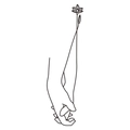 Adesivo murale minimalista con disegno a tratteggio di mani e piccolo fiore - 43*13CM / Nero