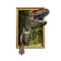 Sticker mural 3D détaillé de dinosaure réaliste sortant d'un cadre doré décoratif élégant - 40*60cm