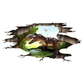 3D wall sticker detail showing a Tyrannosaurus Rex breaking through a wall into a forest - T-Rex Broken Wall Style (FX82016)
