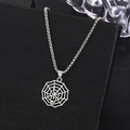 Silver gothic spider web necklace with skull detail on black display box - Antique Silver Spider Web (11418)