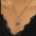Collana gotica in argento sterling con tre ciondoli a teschio su un anello inciso - Stile Anello K Bianco Oro Antico (5720)