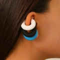 Three-piece set of oval resin ear clips in white, black and blue matte finish - 14 White Black Blue Assortment