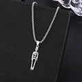 Hip hop punk style skeleton pendant necklace in antique silver finish for men and women - Antique Silver Full Body Skeleton (10-11480)