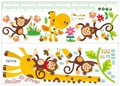 Cartoon giraffe and monkey height measurement wall sticker for kids, 60-180cm PVC decal - 25*70cm*2pcs