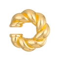 Minimalist twisted croissant ear cuff with a polished gold plating and spiral texture - 16 Mid KC Gold N-442