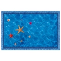 Dettaglio adesivo per pavimento con stelle marine e conchiglie e texture acqua 3D - 60*90cm