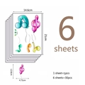 Detailed view of 6 sheets music note balloon stickers with 30 pieces for wall decoration - SY003