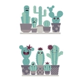 Detalle de vinilos decorativos de cactus animados con caras lindas y macetas - 45x60cm