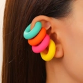 Set of four colorful matte oval ear cuffs in green, orange, pink and bright yellow - 12 Four Color Pack