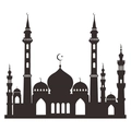 Detail of creative black Islamic mosque silhouette wall sticker with crescent moon and stars - 49.6x57cm