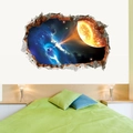 Vinilo decorativo 3D de agujero negro espacial con diseño de grieta en la pared - Agujero Negro Espacio Cósmico (FX64058)