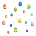 Colorful Easter egg wall stickers with diverse floral patterns for kids room decoration - 40*60cm