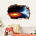 Vinilo decorativo 3D agujero negro con efecto pared rota y paisaje galaxia cósmica - Agujero Negro Ojo Interestelar (FX64059)