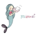 Detail of cartoon mermaid blowing a pink conch shell sticker for girls bedroom - 40*60cm Layout