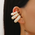 Three-piece set of pearlescent white ear cuffs featuring textured and beaded designs - 23 Pearl White Three Component Assortment