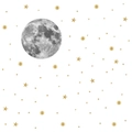 Dettagli di adesivi murali luna realistica e stelle dorate glitterate per cameretta - Layout 40*60cm