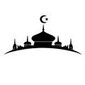 Detailed silhouette of a black Islamic mosque wall sticker with minarets and moon - 60*90cm