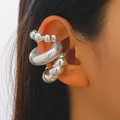 Three-piece silver ear cuff set with beaded, spiral, and twisted rope textures for women - 27 Bright Silver Three Component Assortment