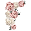 Dettaglio di adesivi murali peonia con eleganti fiori rosa e crema in stile acquerello - 30*90*2cm
