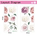 Schéma de disposition pour stickers muraux en PVC avec pivoines et roses roses et mauves - 60*30cm*2PCS Mise en page