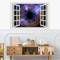 Adesivo murale 3D finestra con buco nero e nebulosa spaziale per arredamento casa - Finestra Buco Nero Stile Nordico (FX64064)