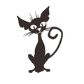 Detail of creative black cat wall sticker with artistic curly tail for home decor - 29*42cm / Black