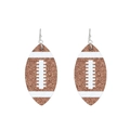 Boucles d'oreilles football américain à paillettes marron avec crochets argentés - Brun (Rugby à Paillettes)