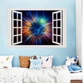 Adesivo murale 3D nebulosa cosmica con cornice di finestra in una camera da letto - Finestra Getto di Nebulosa (FX64065)