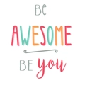 Detail van Be AWESOME BE YOU kleurrijke motiverende typografie muursticker - 40*60cm