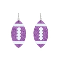 Sparkly purple American football earrings with glitter texture and silver hooks - Purple (04 White K 4055)