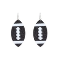 Boucles d'oreilles pendantes football américain pailletées noires et blanches - Noir (Rugby à Paillettes)