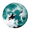 Dettaglio dell'adesivo murale luna luminosa con sagoma di strega e pipistrelli - 30*30cm Verde