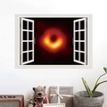 Adesivo murale 3D finestra buco nero dello spazio per decorazione del soggiorno - Finta Finestra Crepa nel Muro Buco Nero (FX64067)