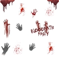 Detalle de huellas de manos ensangrentadas y pegatinas de Bloodbath Party para Halloween - Diseño de 40*60cm