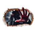 Pegatina 3D detallada de Halloween con mano ensangrentada que sale de una pared rota - Diseño de 40*60cm