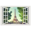 Detalle del vinilo decorativo 3D con vistas a la Torre Eiffel y paisajes verdes - Torre Eiffel Vista Diurna (FX82052)