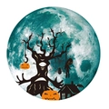 Dettaglio adesivo luna luminosa di Halloween con silhouette di albero e zucche - Stile Grande (Verde)
