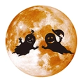 Λεπτομέρεια αυτοκόλλητο τοίχου Halloween με πορτοκαλί φεγγάρι και φιγούρες φαντασμάτων - 30x30cm / Κίτρινο