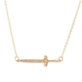 Retro golden sword pendant necklace with sparkling crystal inlay on a thin link chain - Silver Rhinestone Sword (K-1113)