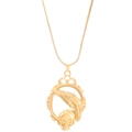 Gothic gold crow skull pendant necklace with baroque style frame on a box chain - Raven Skull Pendant / Gold
