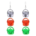 Pendientes de Halloween en acrílico con fantasma blanco, calabaza naranja y monstruo verde - Estilo de fantasma de calabaza en 3 capas de colores (01 acrílico K-816)