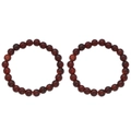 Minimalistische rode glazen kralenarmbanden met doorschijnend kristal-effect voor dames - Donker Roodbruin