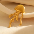 Adjustable golden jellyfish stainless steel ring on elegant cream silk background - Jellyfish Style (10410) / Gold