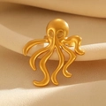 Adjustable golden octopus tentacle ring in polished stainless steel for women - Octopus Style (10579) / Gold