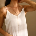 Ensemble élégant collier long en Y doré avec cœurs et bracelet pour femmes - Long Collier Ajouré (4692) / Gold Hollow Long Necklace