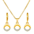 Exquisite gold-plated butterfly jewelry set with sparkling rhinestones and pendant - Gold Crescent Moon Rhinestone Style (9043)