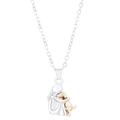 Einzigartige Kette mit Mädchen und Hund in Silber und Champagnergold mit Ankerkette - 03 Halskette in Weißgoldoptik & KC-Gold N-992