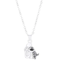Charmanter Silberanhänger mit Mädchen und Hund Umarmung an einer feinen Halskette - 04 Halskette in Weißgoldoptik & Gunmetal-Schwarz N-993